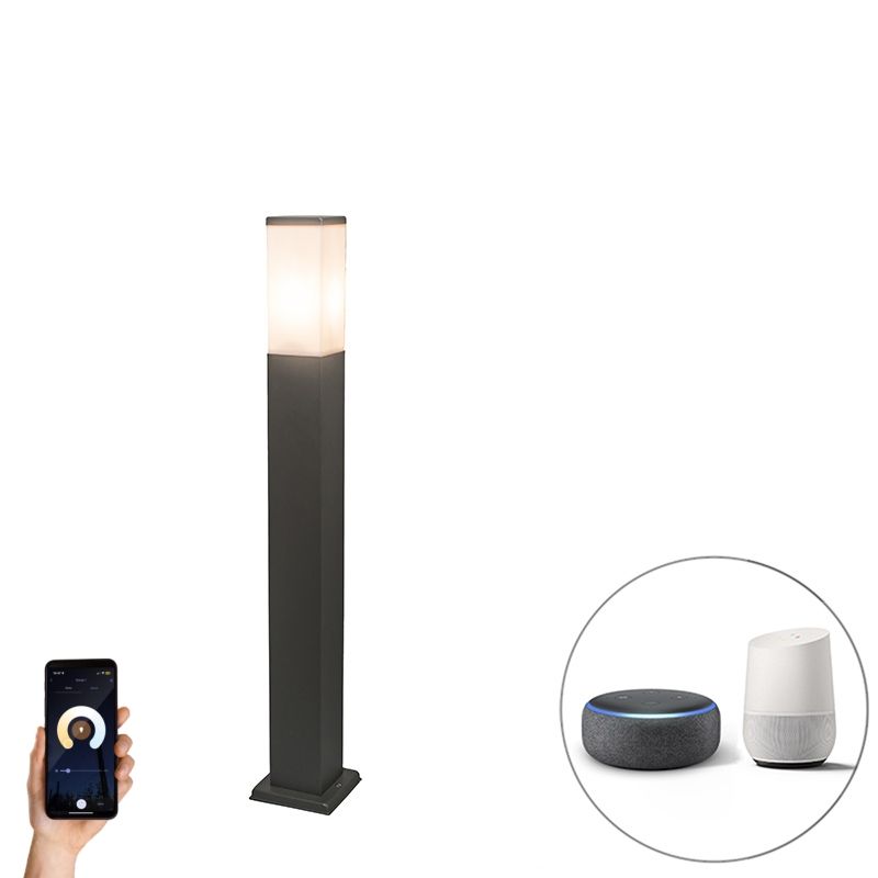 Smart buitenlamp paal donkergrijs 80 cm incl. Wifi P45 - Malios
