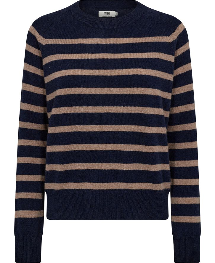 Magasin du Nord Collection Mabel 2 - 100% Cashmere Sand / navy stripe