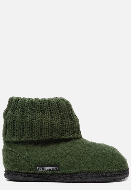 Bergstein Cozy slofjes groen Schapenwol