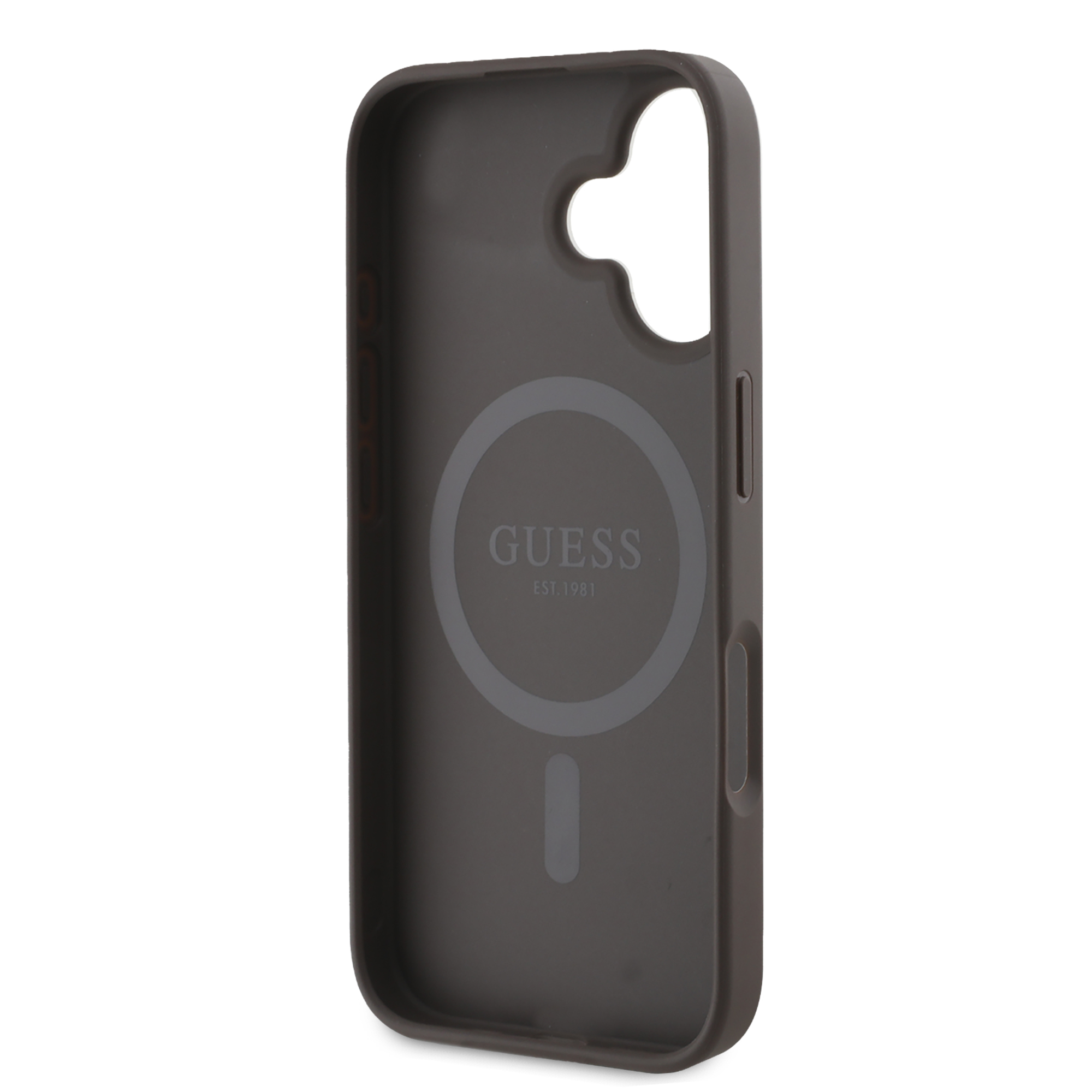 iPhone 16 MagSafe Leder Hardcase Hülle 4G Printed Stripes (GUHMP16SP4RPSW) - Braun