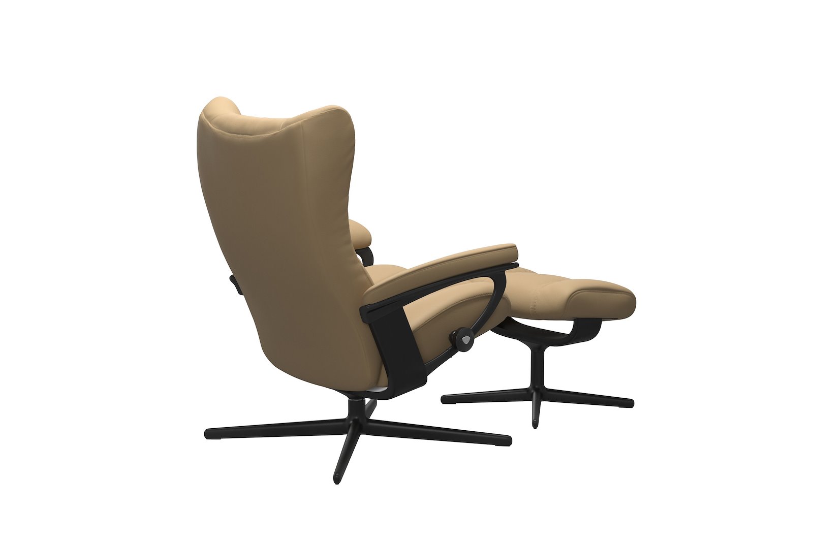 Wing lenestol m/krakk Hud Paloma Sand - Cross Sort - Sort