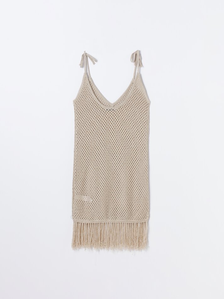 Vestido vazado com brilho - Dourado