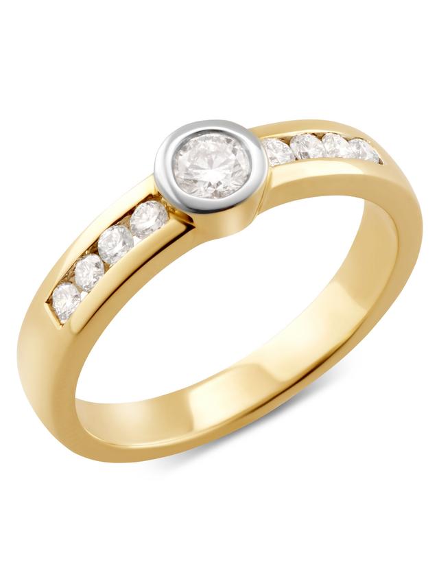 Cocktail-Ring, 9 Brillanten, Gold 375 bicolor