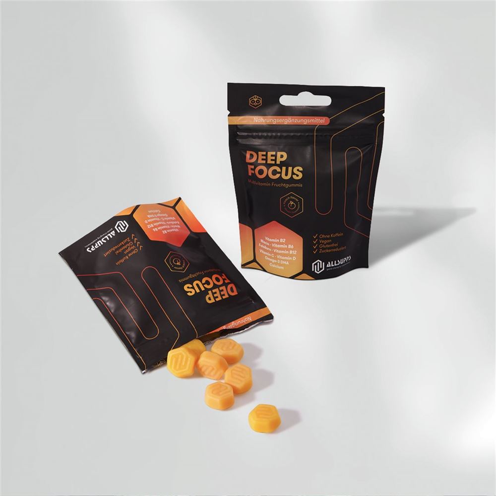 ALLSUPPS Deep Focus Multivitamin Fruchtgummis<br>12 Stück, Beutel, Gummipastille, Pfirsich