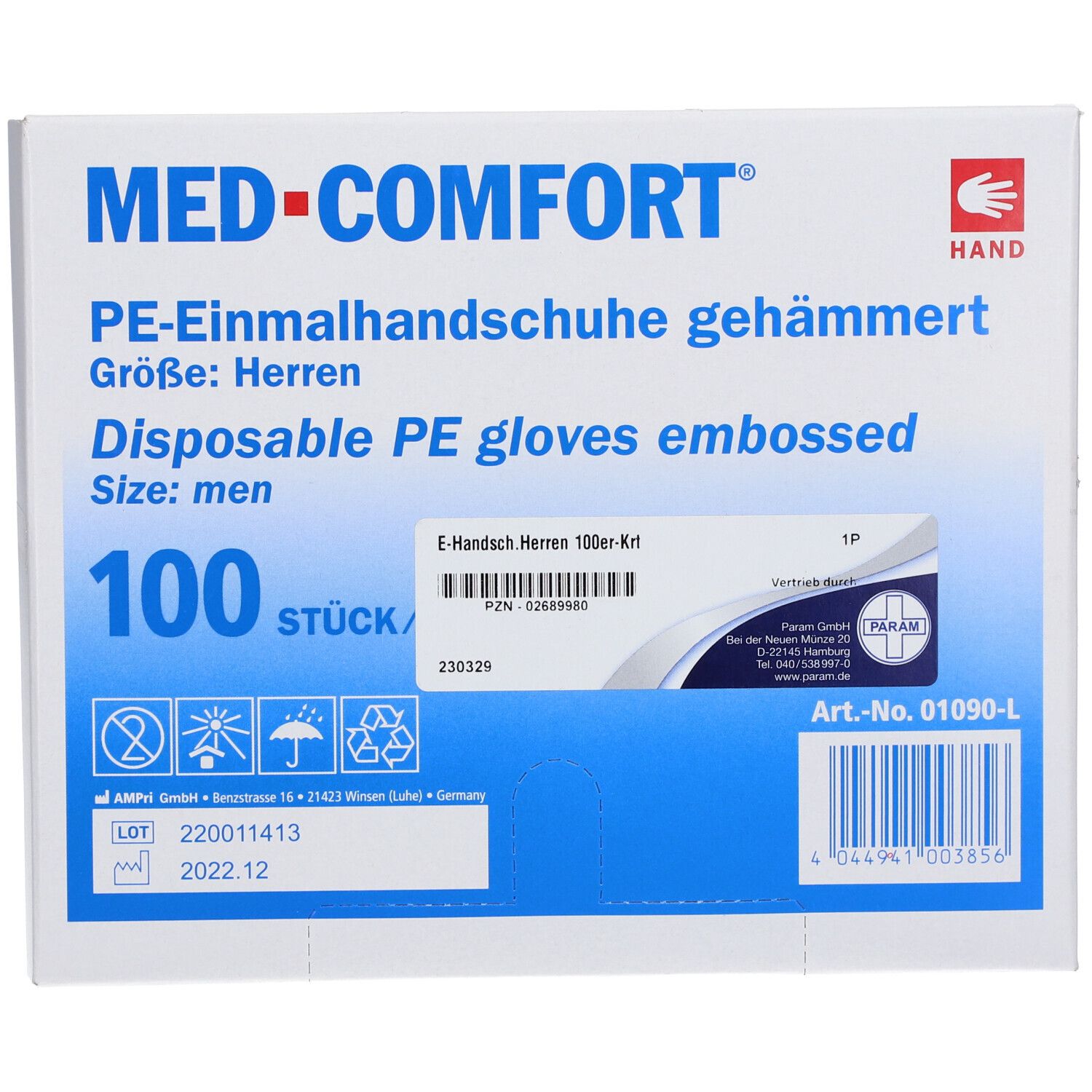 MED-COMFORT® PE-Einmalhandschuhe gehämmert