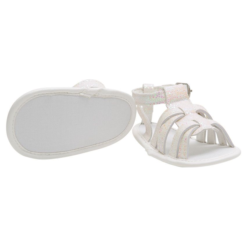 Nu-pieds souples à paillettes iridescentes - Blanc