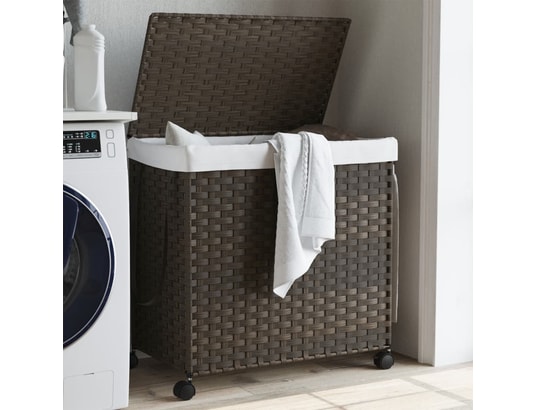VIDAXL - Panier à linge avec roulettes marron foncé 60x35x60,5 cm