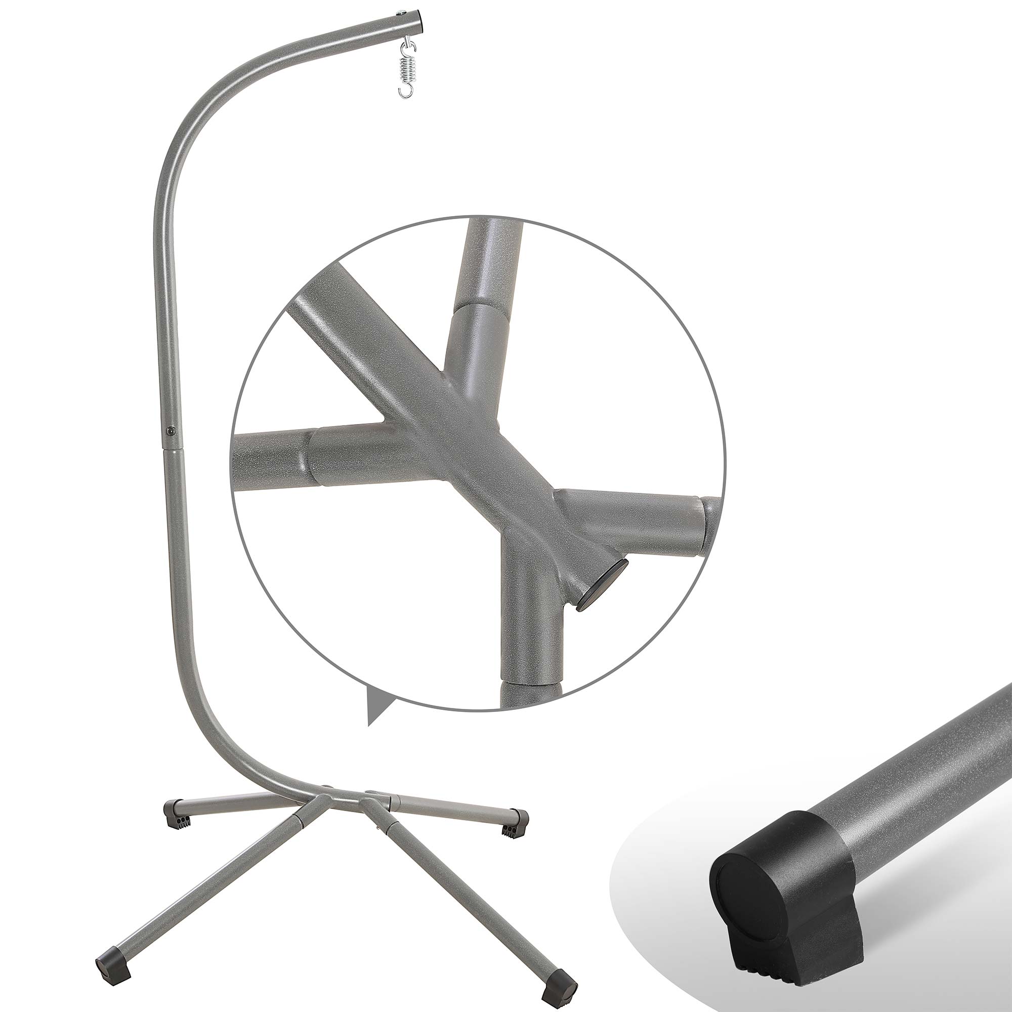 Makika Hängesessel mit Gestell höhenverstellbar aus Polyrattan in Silber