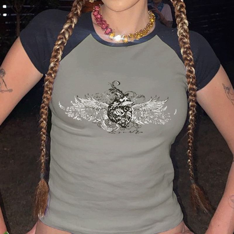 Honet - T-shirt met grafische print en capuchon, raglanmouwen