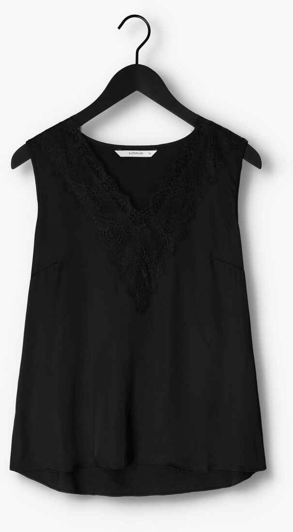 SUMMUM zwarte summum top top silky satin (2s2792)