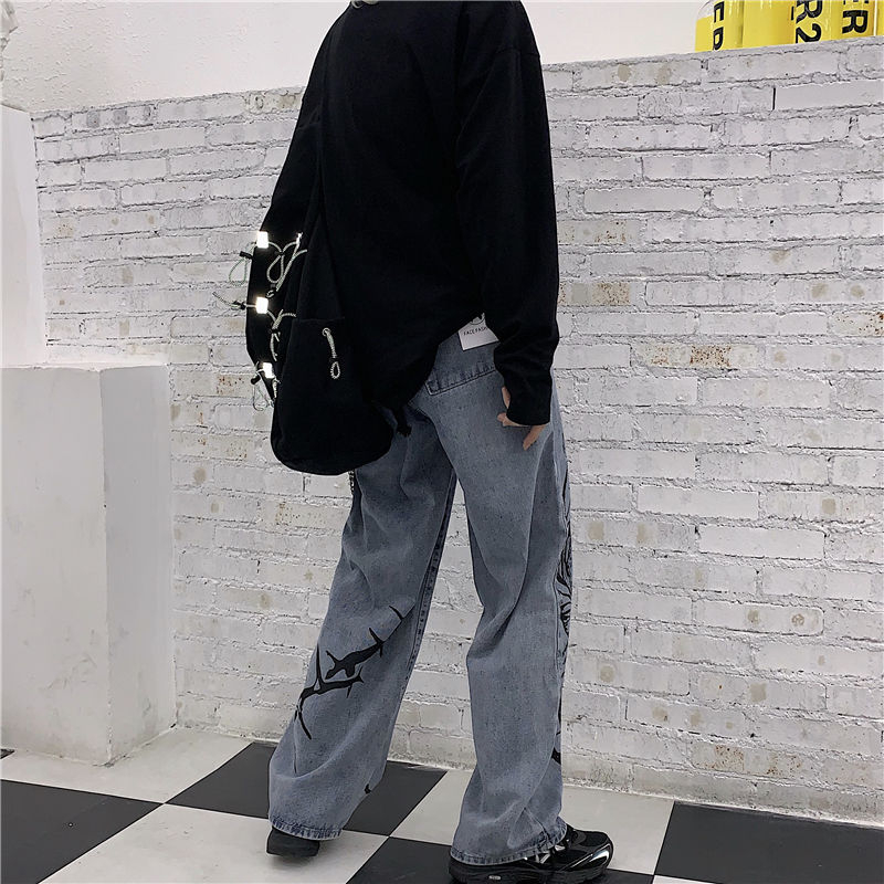 Banash - Bedrukte rechte jeans