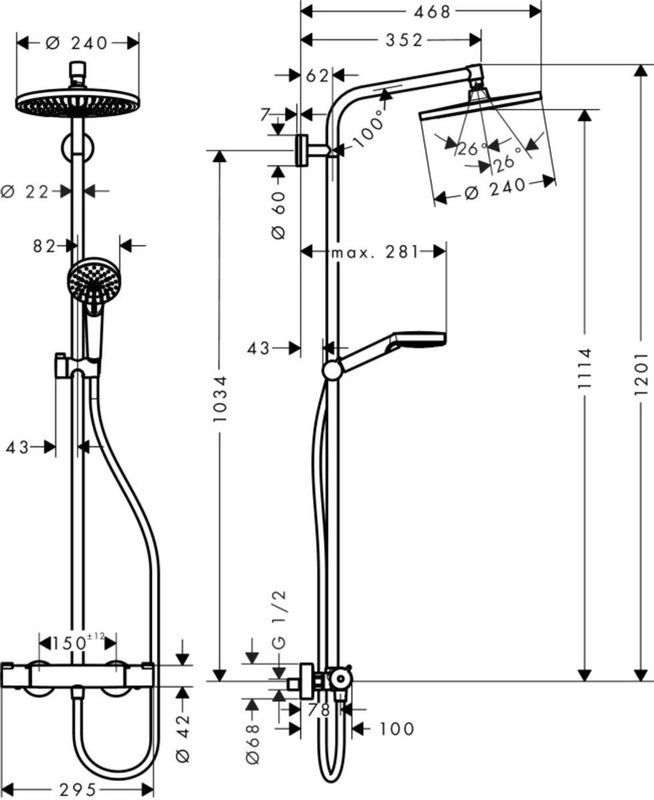 Hansgrohe - Crometta S - Showerpipe 240 1jet EcoSmart - Chroom - Thermostaat