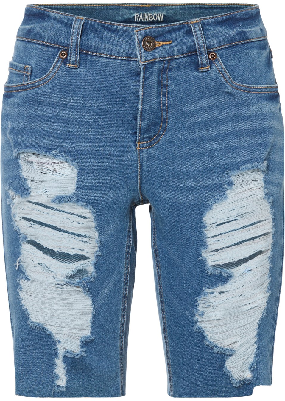 Bermuda en jean avec effets destroy