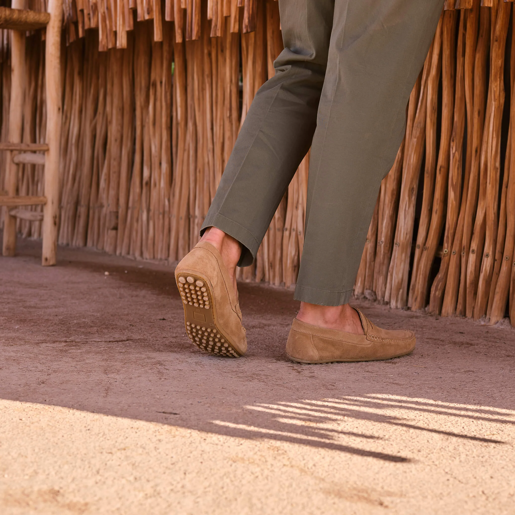 Fred-Mocassin souple en velours taupe