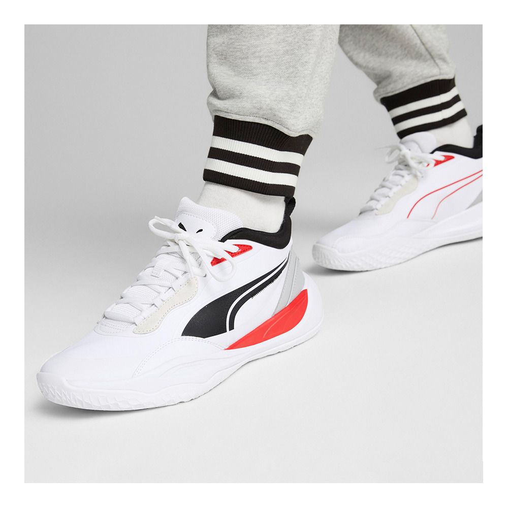 Puma PLAYMAKER PRO PLUS - Chaussures de basketball Homme white/for all time red