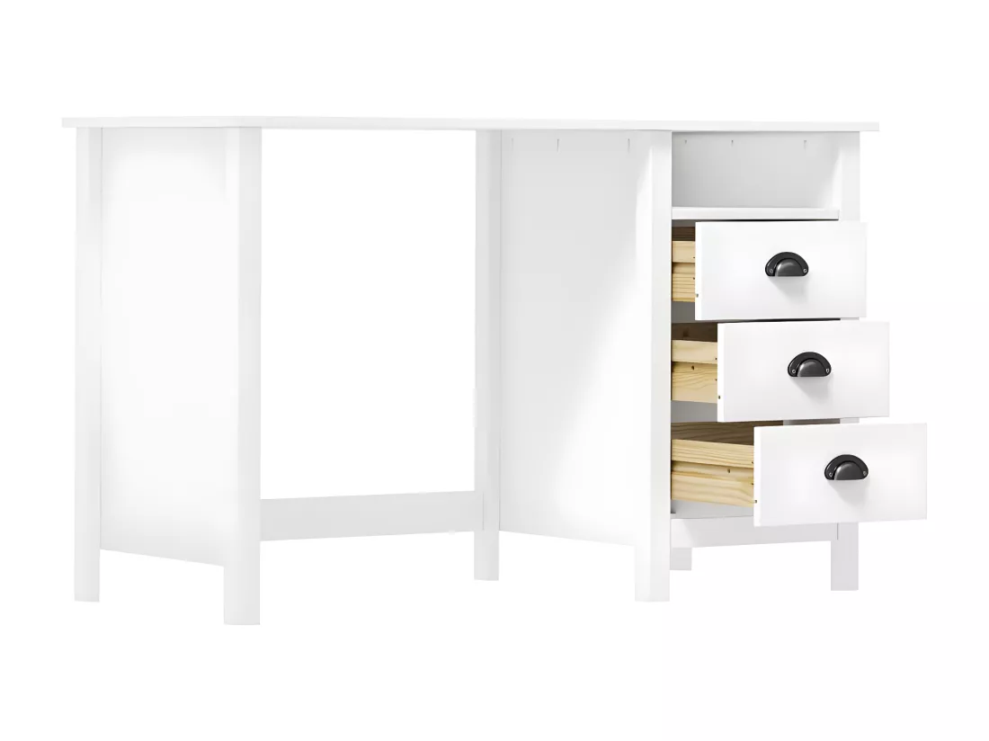 Bureau Hill avec 3 tiroirs 120x50x74 cm Bois pin massif