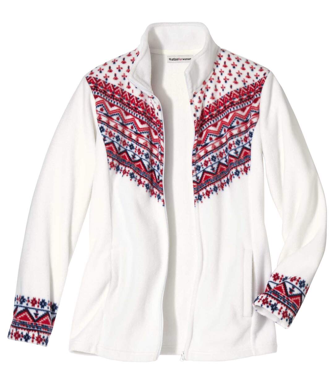 Veste Polaire Blanche Motifs Aztèques