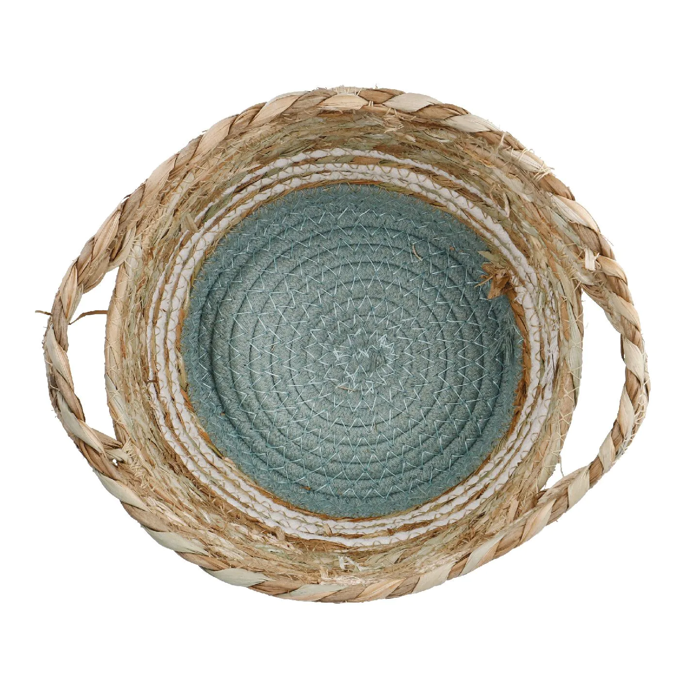 Korb Streifen mit Henkel, grün/weiß, 23 x 20 cm