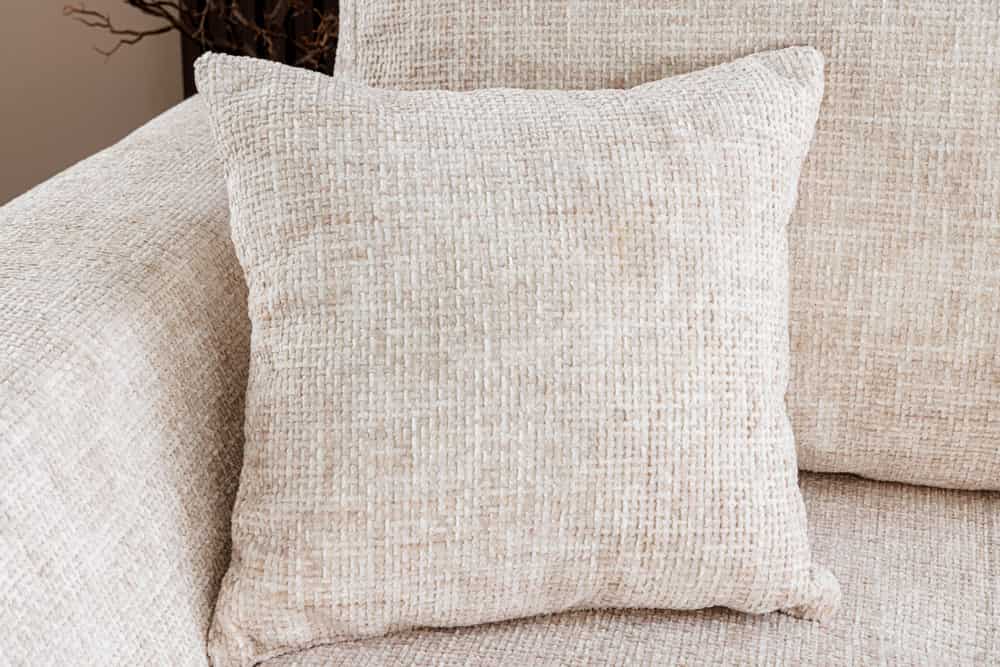 Modernes Ecksofa NORWAY 250cm beige Chenille Schlafsofa mit Stauraum inkl. Kissen