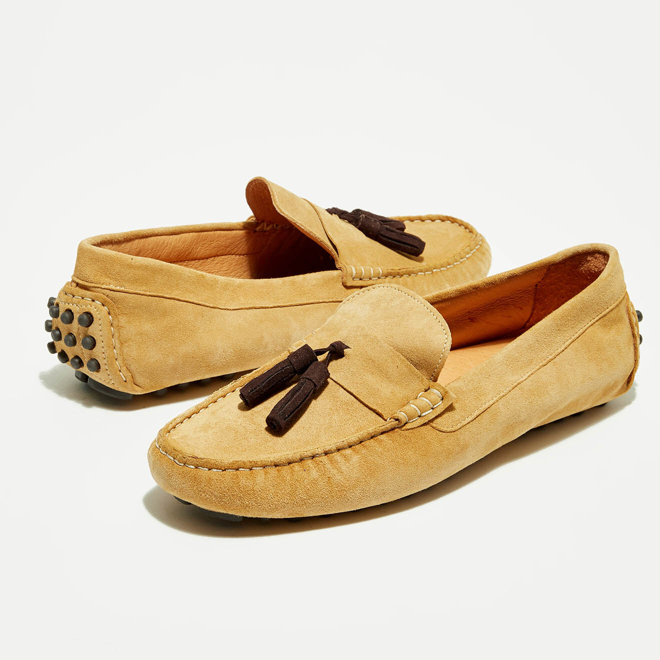 Flavio Création Mocassins en Velours de Cuir Manu beige/marron