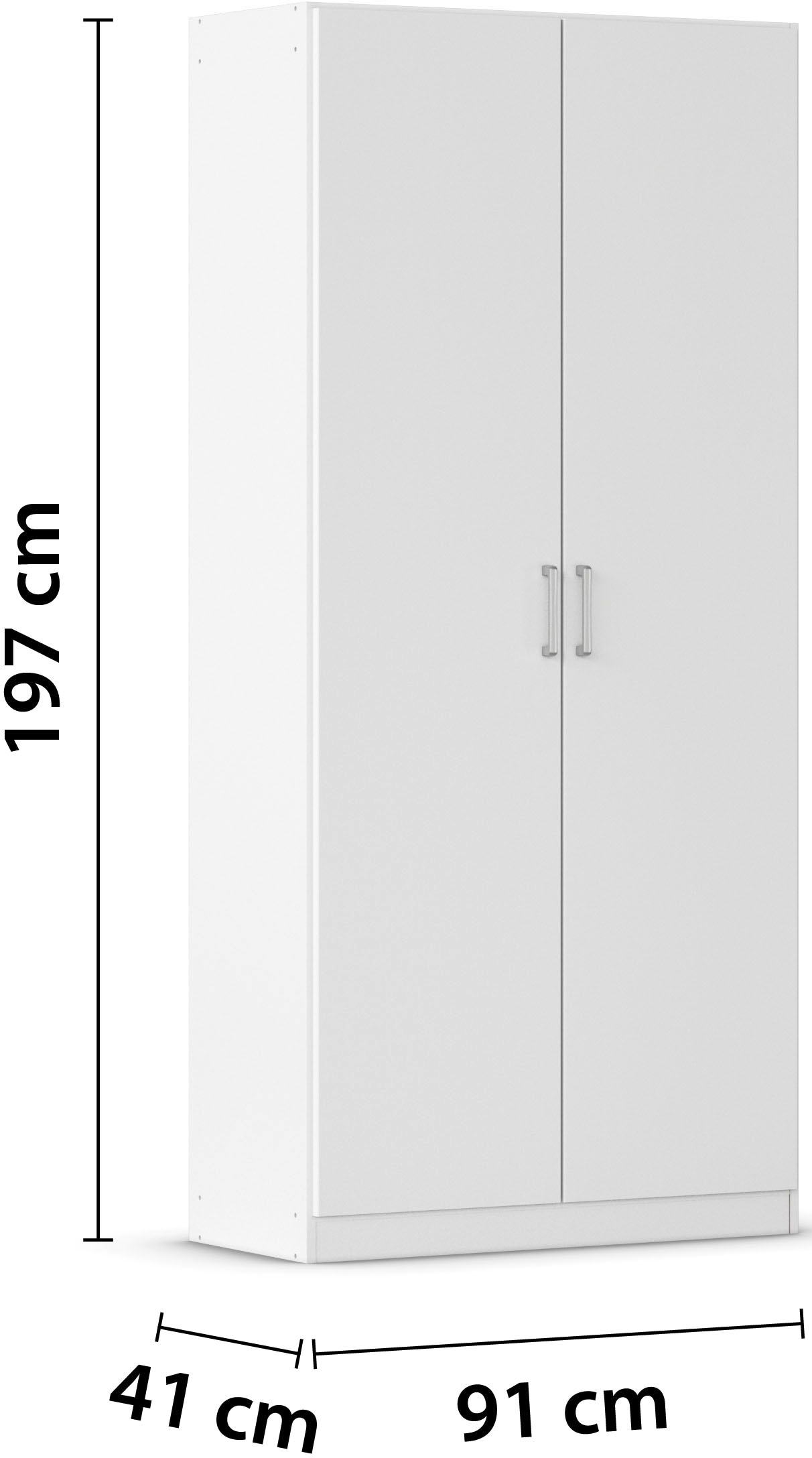 rauch Mehrzweckschrank »Garderobe Kleiderschrank Schrank Schuhschrank Putzschrank MINOSA« Breiten 47/69/91/136 cm, Höhen 197/210 cm,  In 4 Breiten mit vielen Einlegeböden für viel Stauraum MADE IN GERMANY