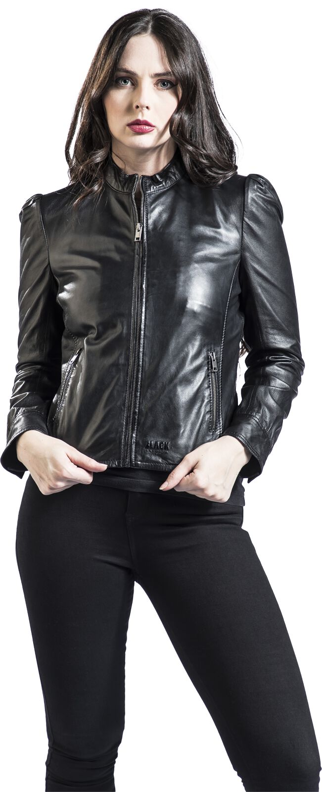 Puff Sleeve Leather Jacket | Black Premium by EMP Veste en cuir
