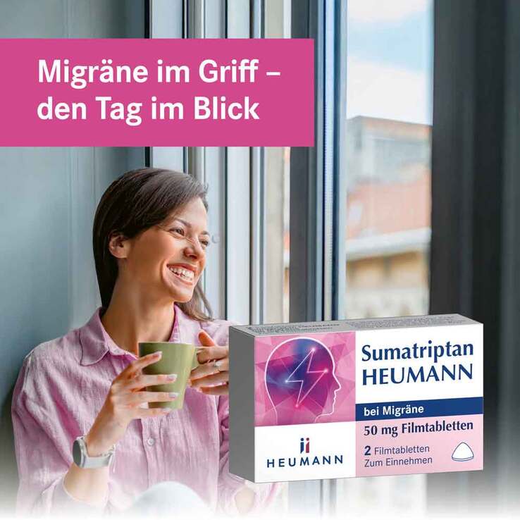 Sumatriptan Heumann bei Migräne 50 mg Filmtabletten , 2 St