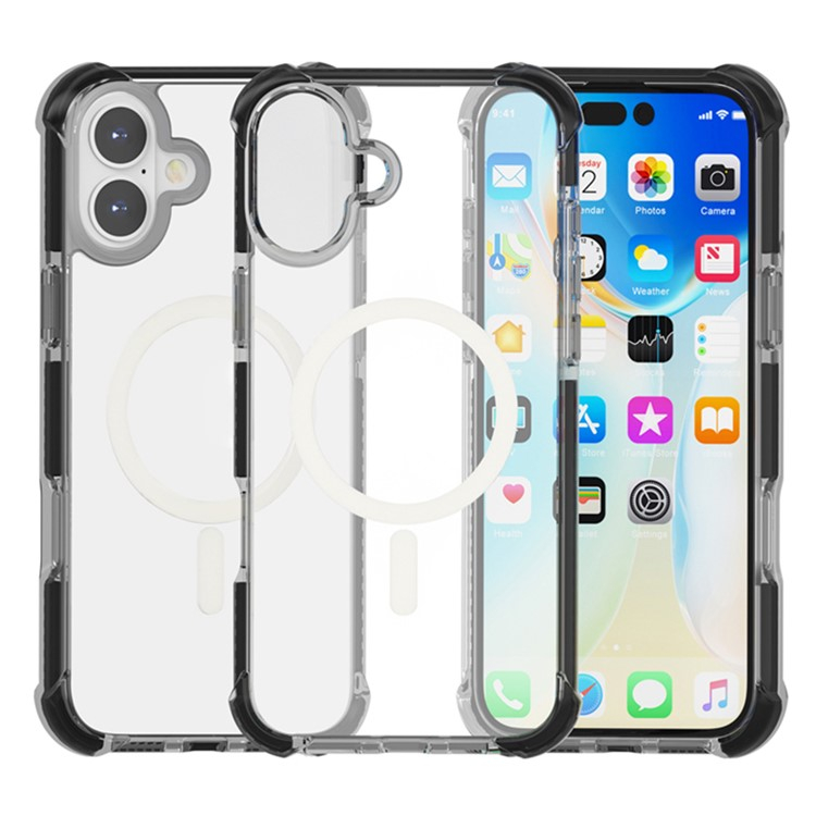 iPhone 16 MagSafe Hülle TPU Bumper Acryl Rückseite - Transparent / Schwarz
