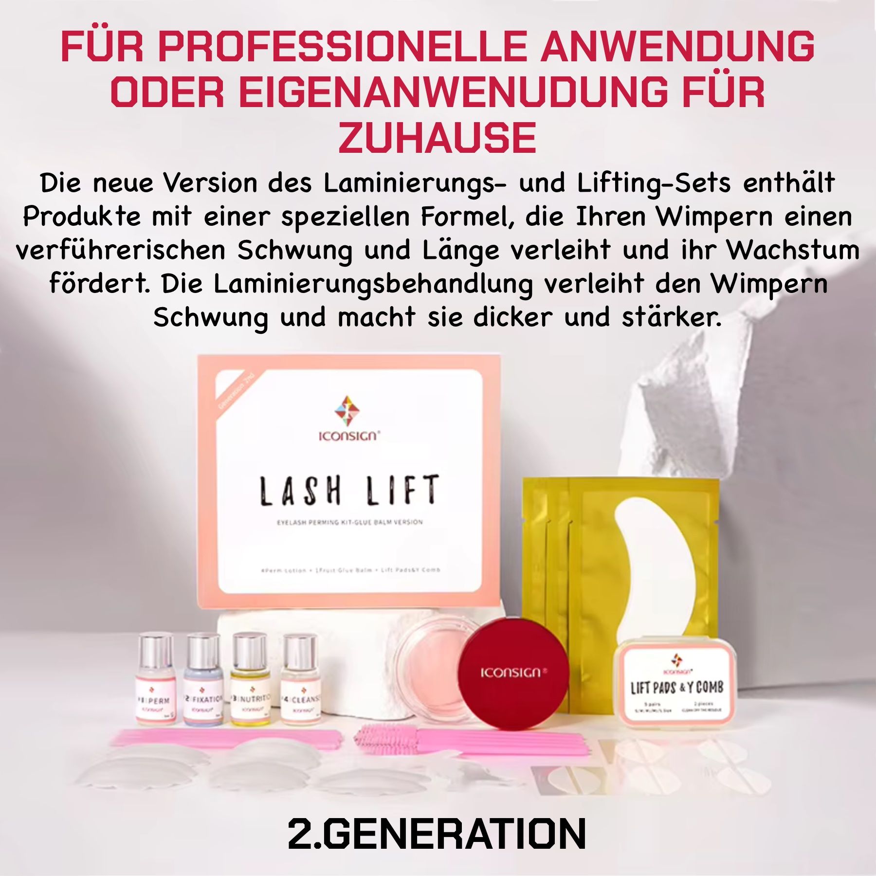 Iconsign Wimpernlifting Set der 2 Generation mit Cream Kleber