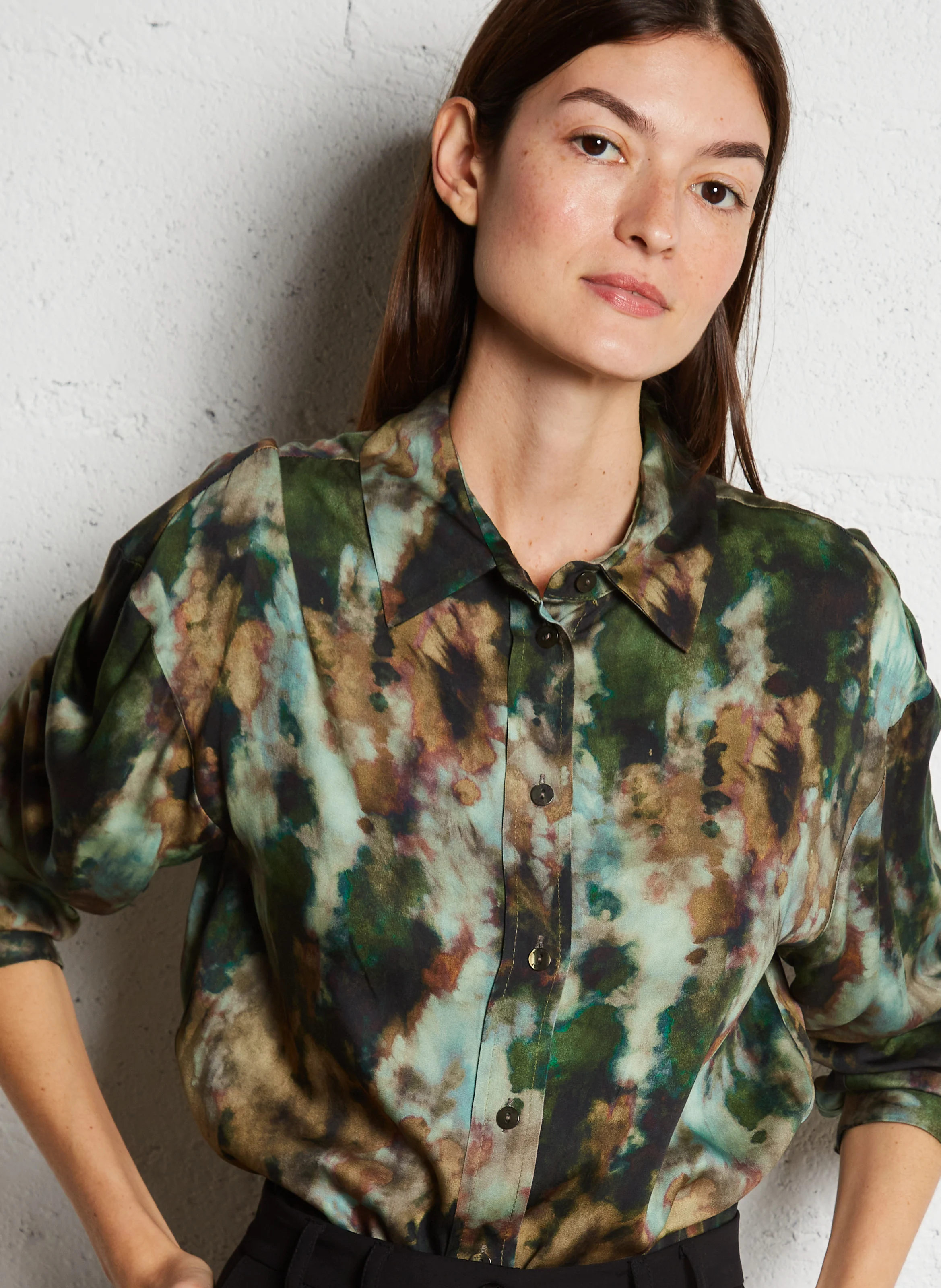 Chemise col classique imprimée | Vert