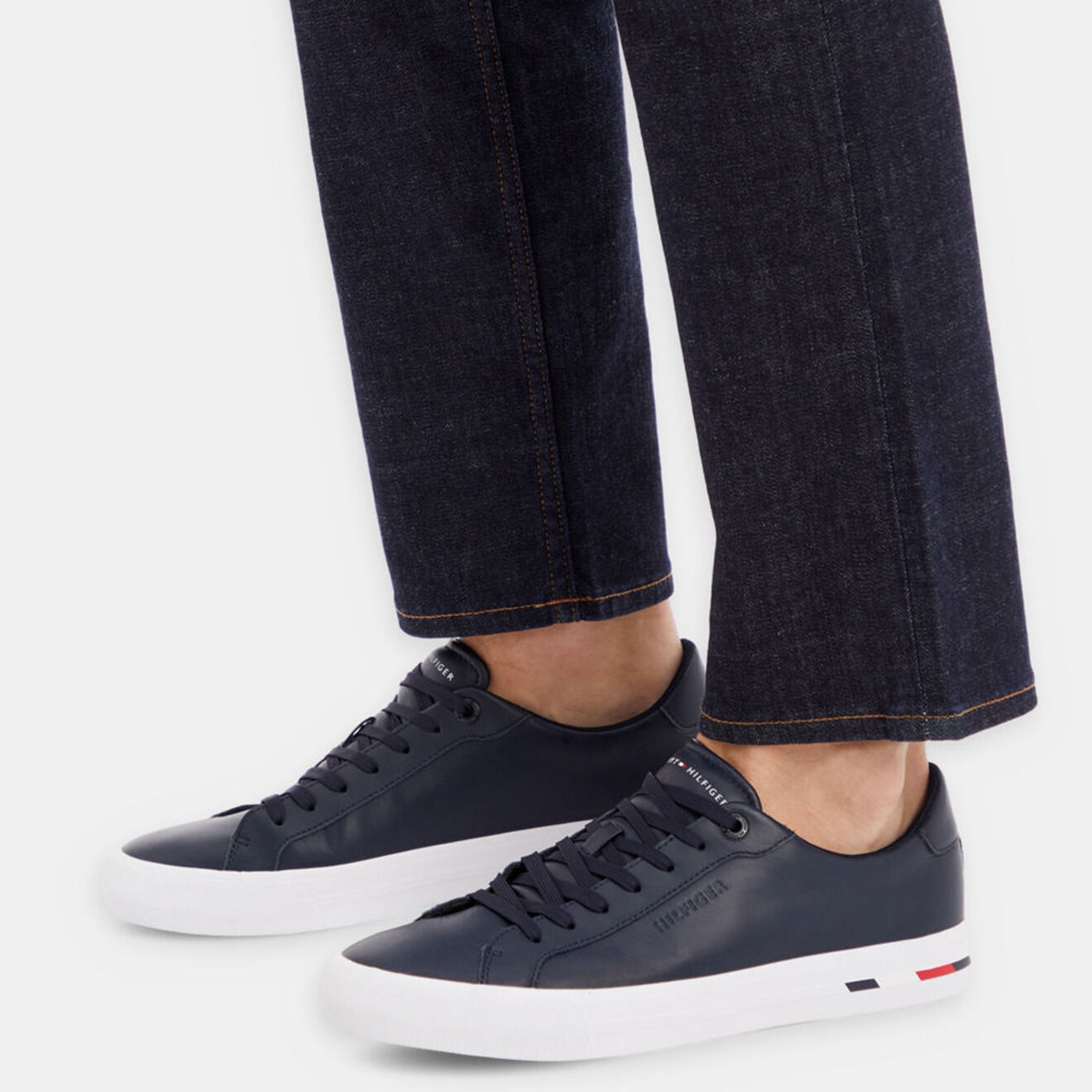 Tommy Hilfiger Baskets en Cuir Vulc Modern bleu marine