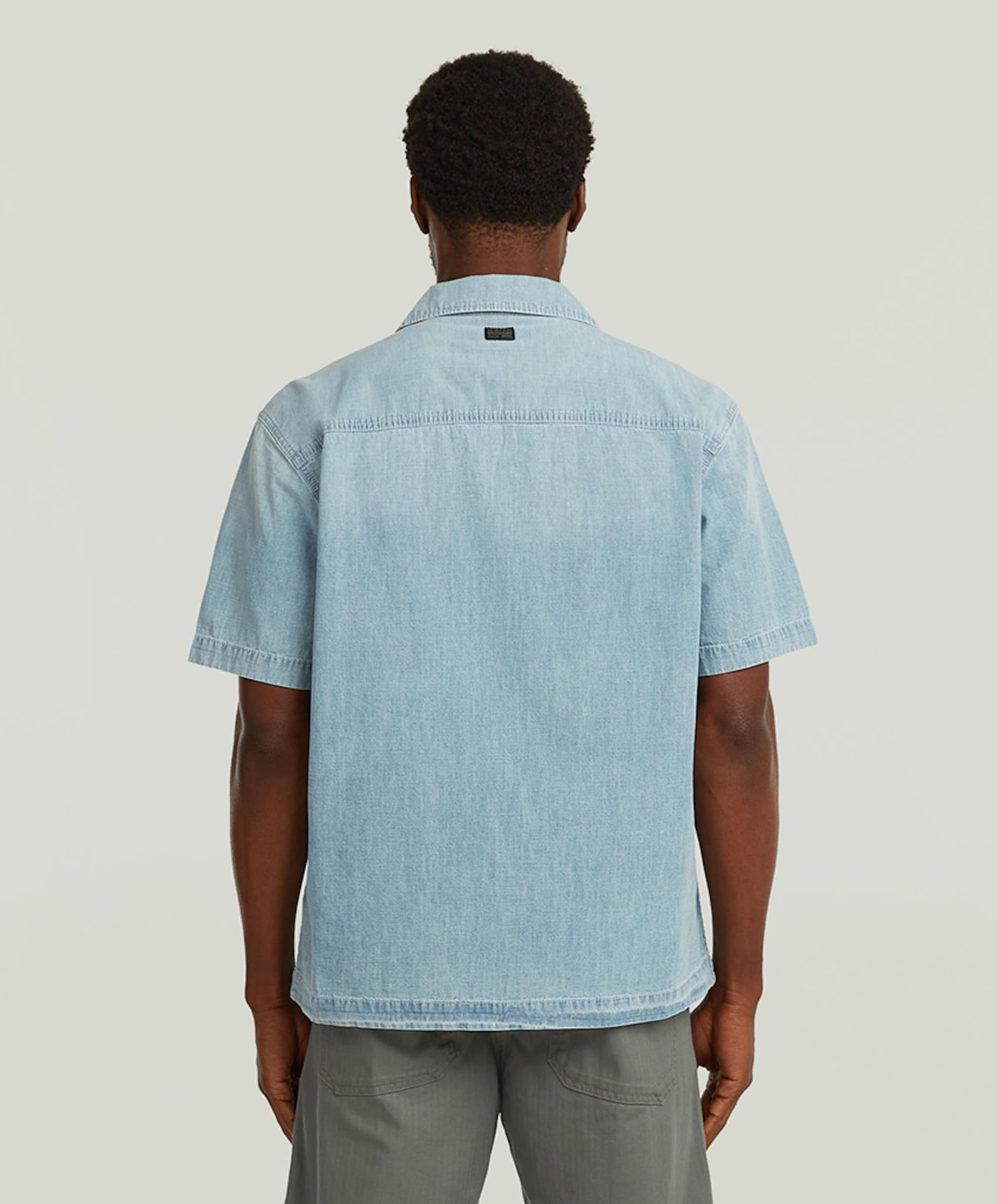 G-Star Raw Heren overhemd korte mouw blauw