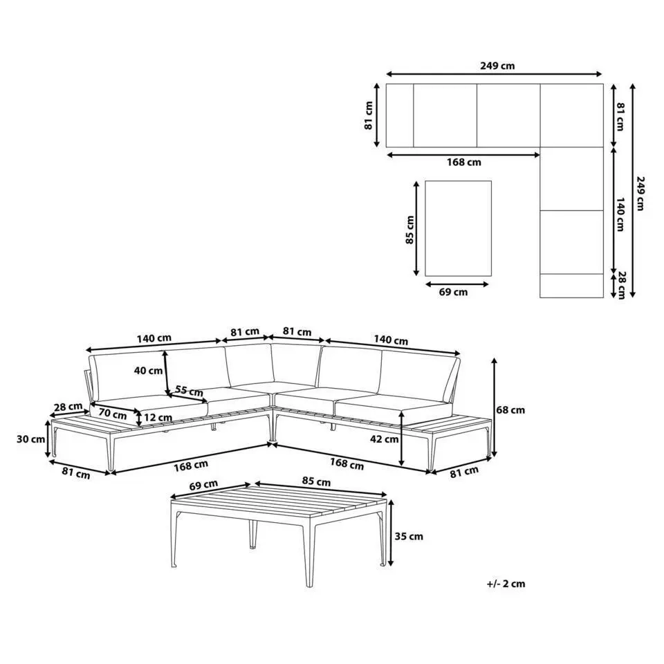 POSITANO - Loungeset 5-zits - Off-white - Aluminium