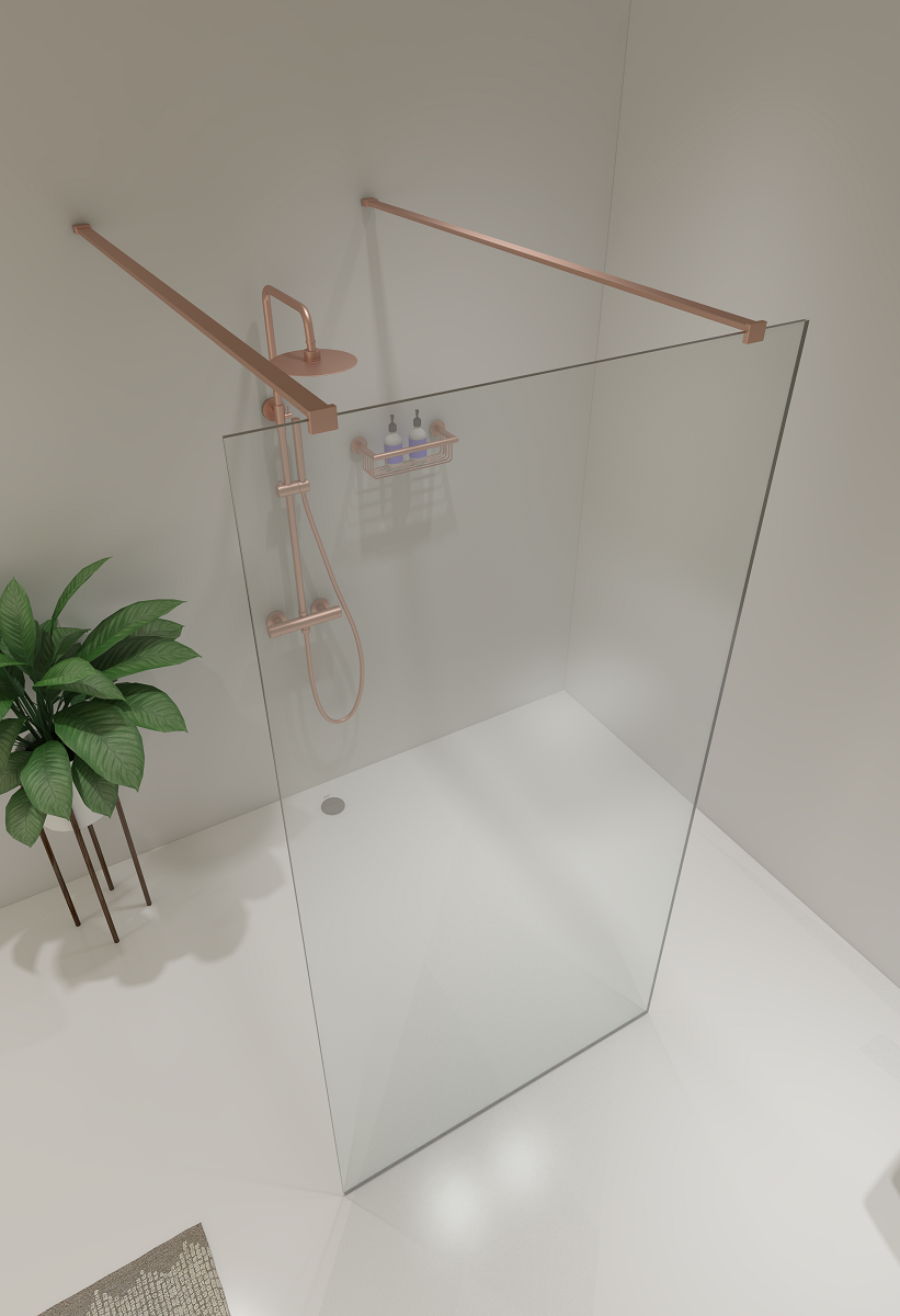Saniclear Redro vrijstaande douchewand 100x200cm geborsteld koper