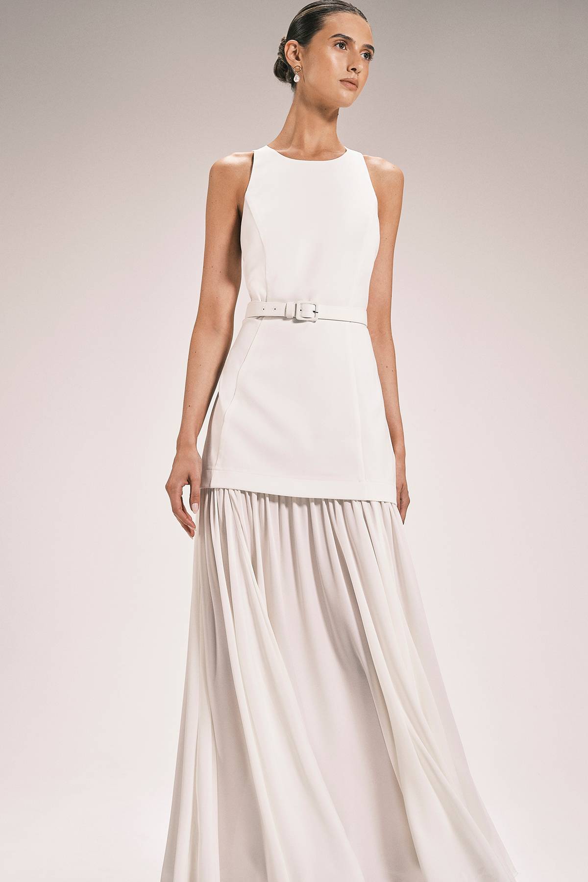 KarenMillen Robe Longue Ceinturée À Détail Jupe Plissée