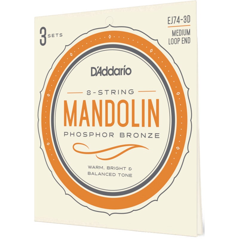 D'Addario EJ74-3D Phosphor Bronze Medium 11-40 snaren voor mandoline (3 sets)