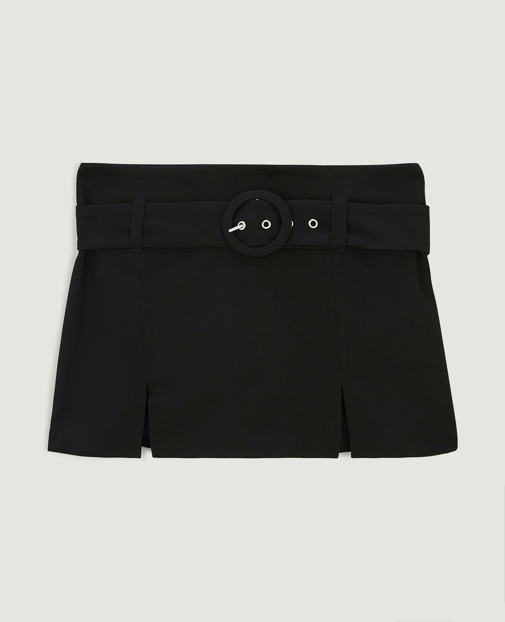 Jupe-short avec ceinture boucle ronde - Noir