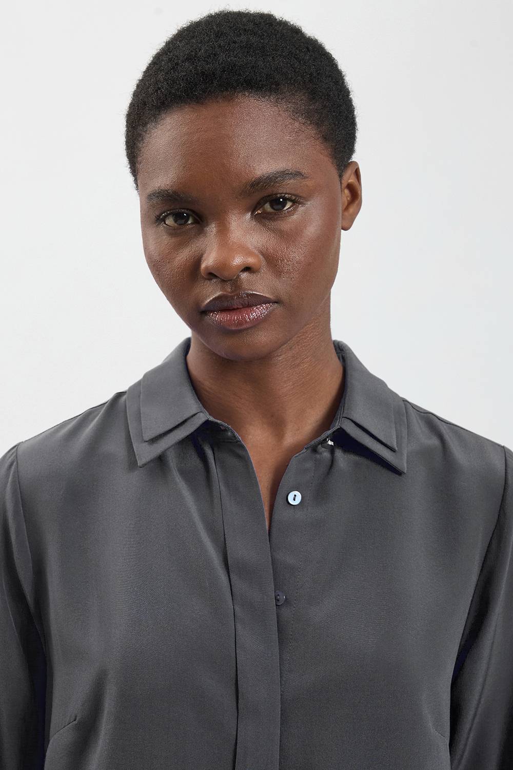 KarenMillen Chemise En Soie À Manches Longues Et Double Col