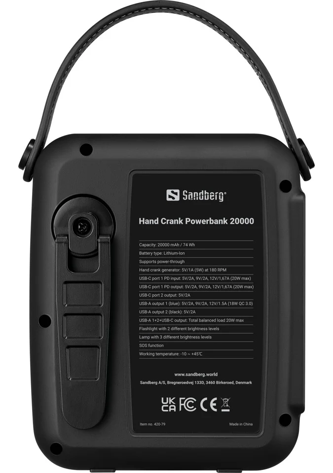 Sandberg - Hand Crank Powerbank 20.000 mAh