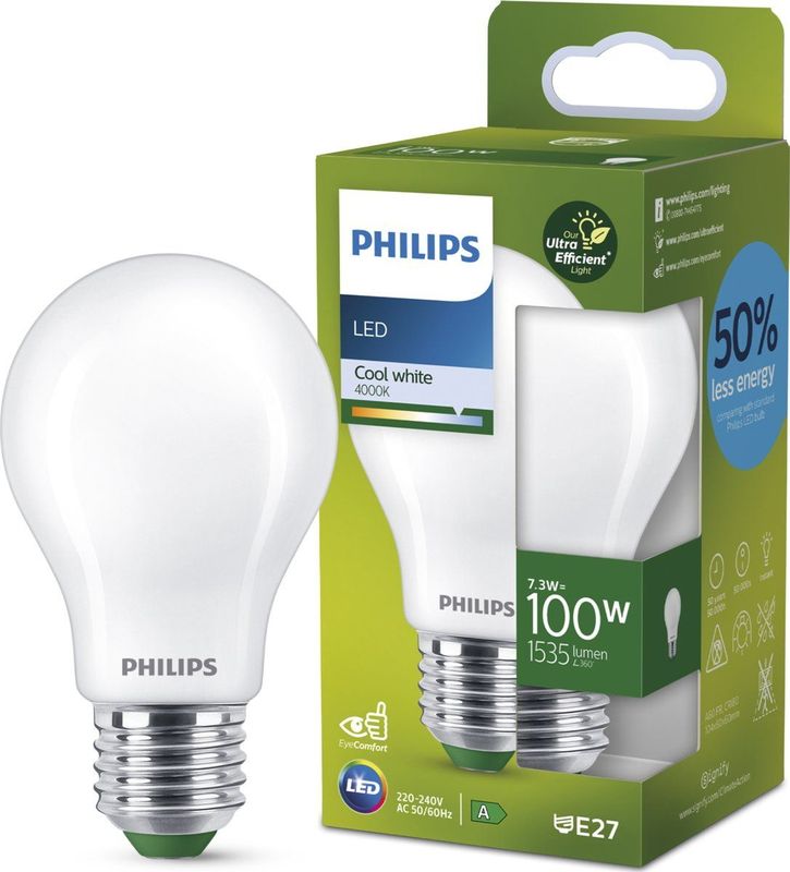 Philips Ultra Efficient LED lamp Mat - 100 W - E27 - Koelwit licht