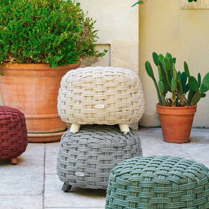 Pouf de jardin rond OBBAE Beige lin