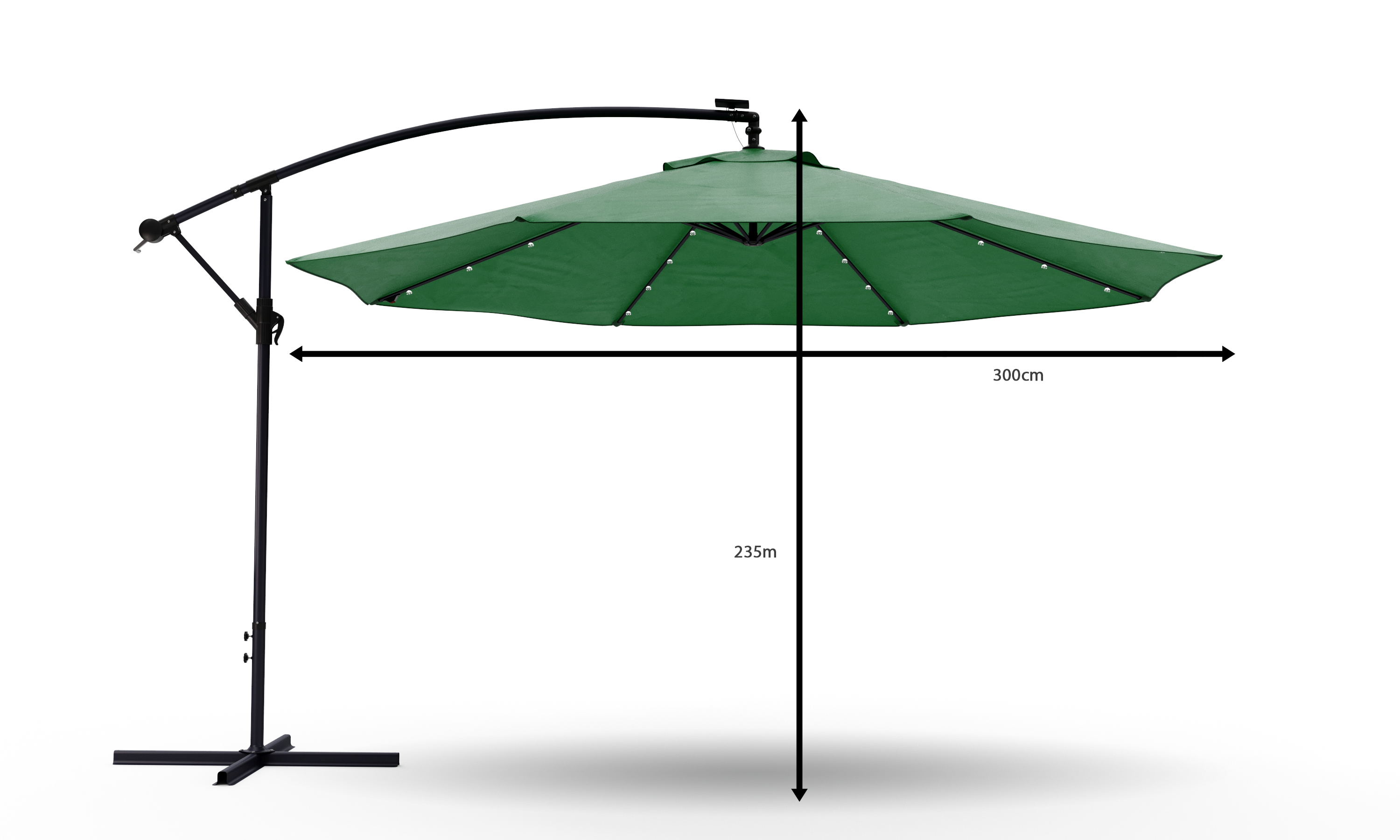 Sonnenschirm Ampelschirm BAY mit LED 300 cm grün