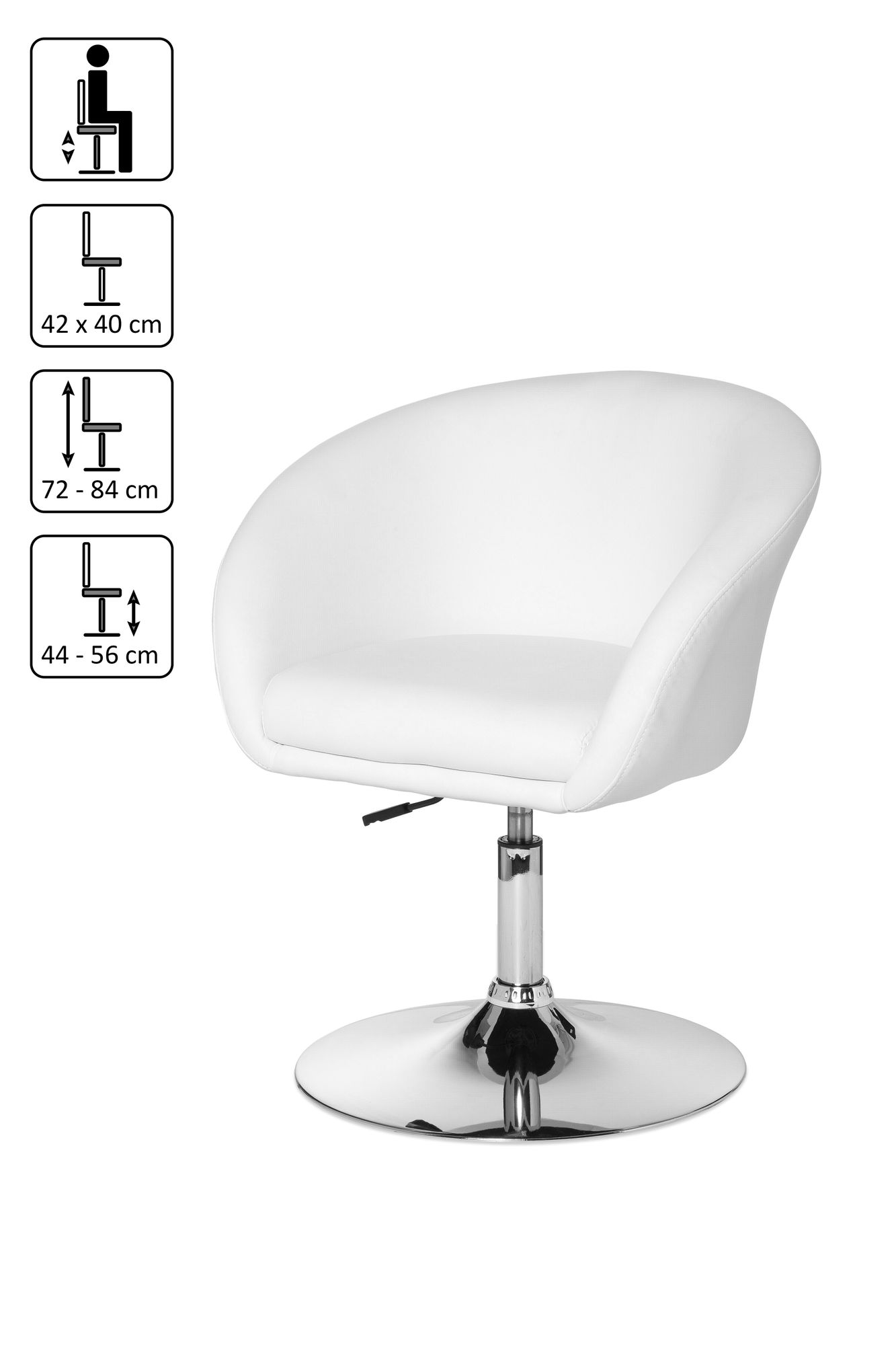 KADIMA DESIGN Loungesessel LIFT, Retro-Design, verstellbare Sitzhöhe, Trompetenfuß, in Schwarz oder Weiß