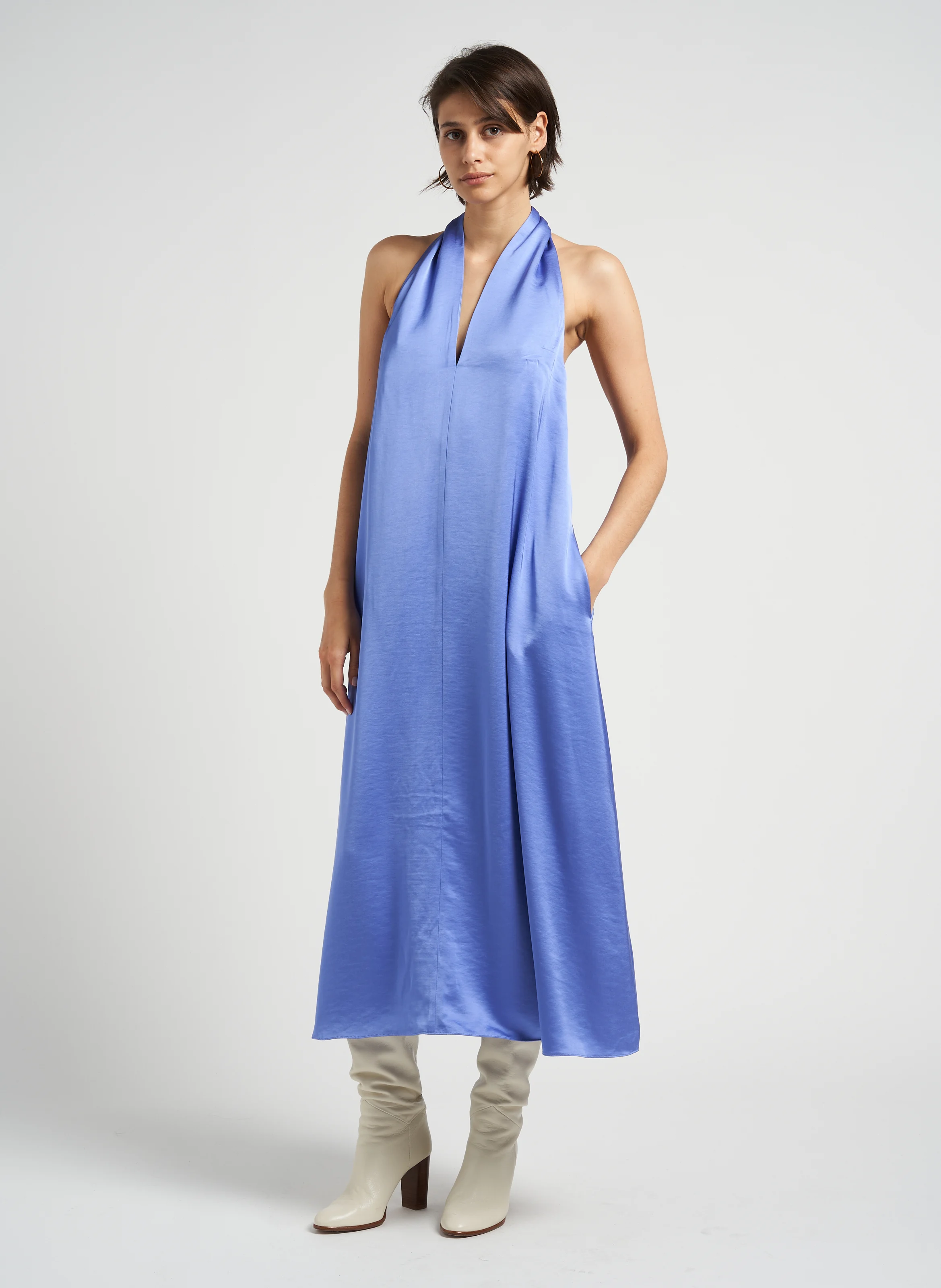 CILLE - Robe longue dos nu| Bleu