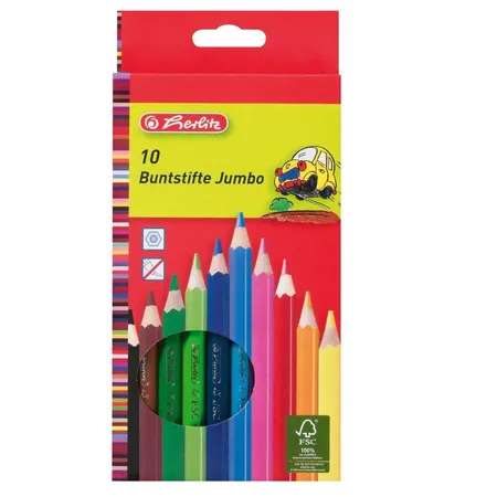 Herlitz Jumbo Buntstifte FSC100% lackiert 10er