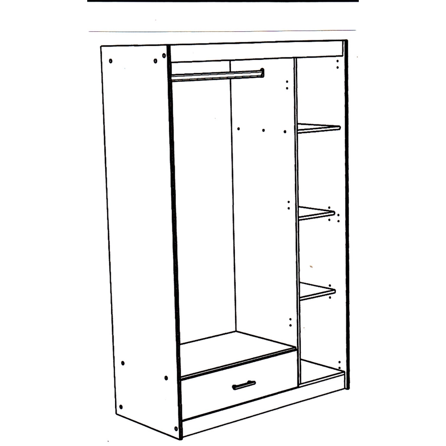 Parisot Kleiderschrank 3-trg. Charly 20 Akazie-Weiß Akazie  Weiß