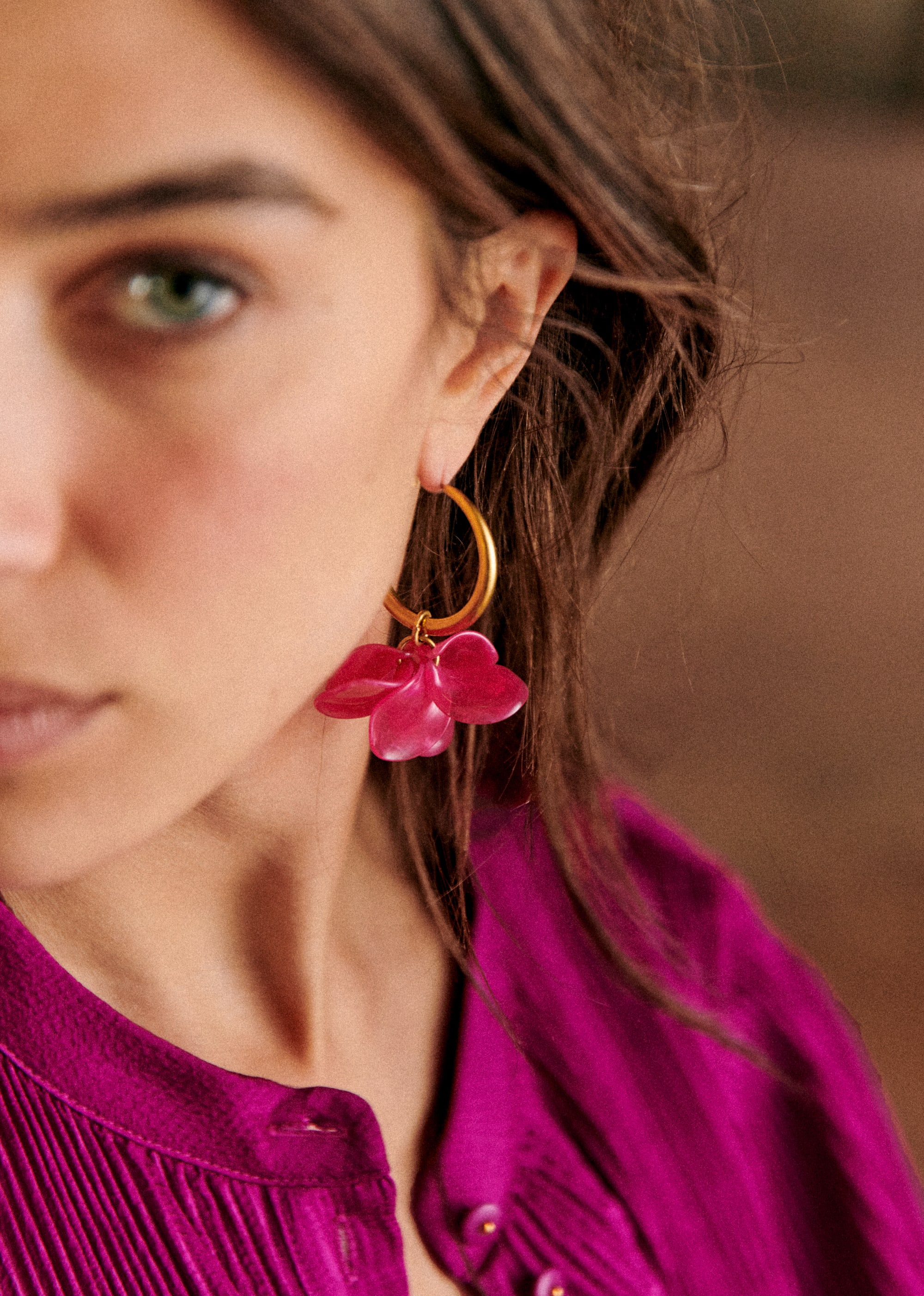 Anneaux Flora - Fuchsia - E-SHOP/BIJOUX Boucles d'Oreilles 5905767