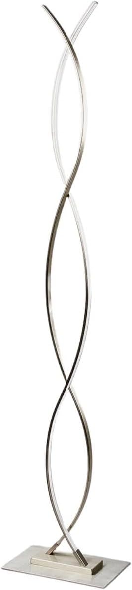 Lindby LED Stehlampe Metall mit Fußschalter, geschwungene Stehleuchte 138 cm, Standleuchte Wohnzimmer, Esszimmer, Schlafzimmer, Flur, Dekolampe Standlampe