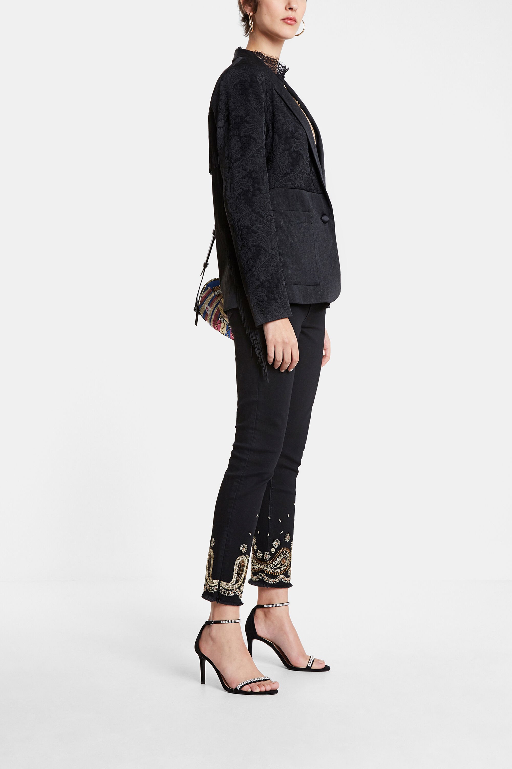 Blazer jacquard à franges