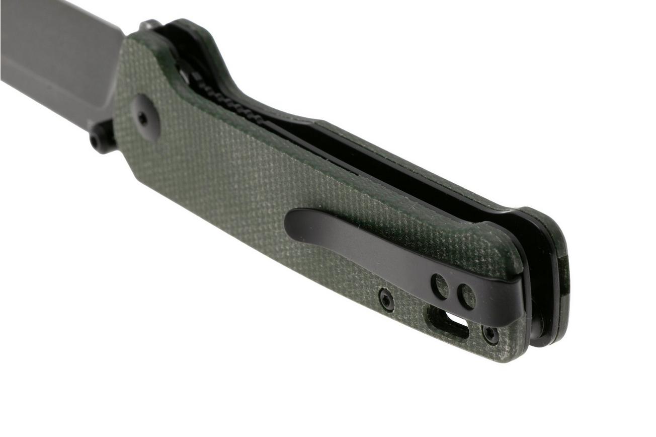 QSP Knife Penguin V2 QS130V2-C2 Blackwashed D2, Green Micarta, zakmes